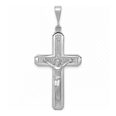 14K White Gold Crucifix Pendant