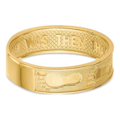 14K Yellow Gold Footprints Sand Ring – view 7