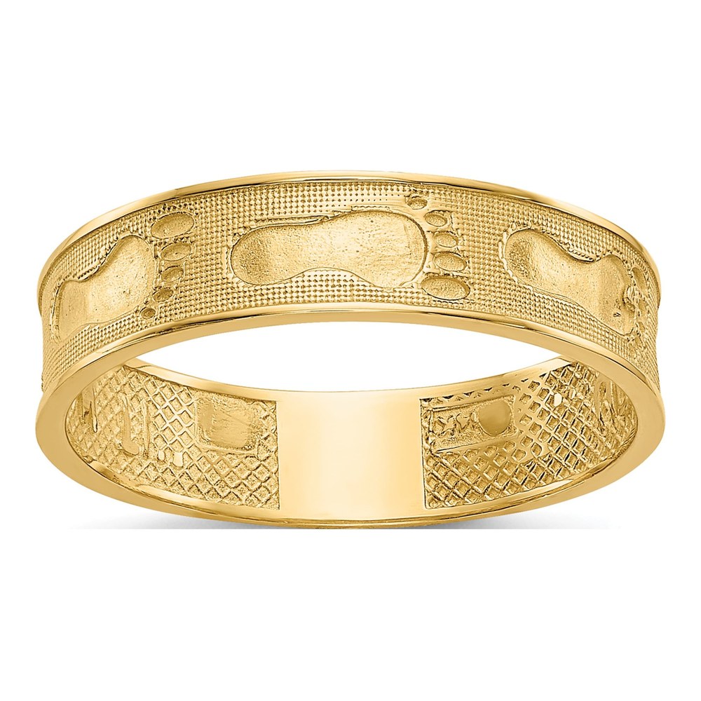 14K Yellow Gold Footprints Sand Ring
