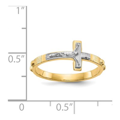 14K Two-Tone Gold Crucifix Rosary Ring – view 4