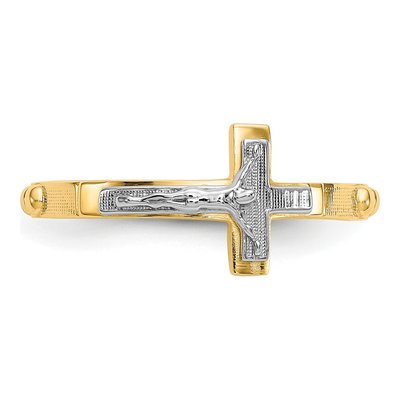 14K Two-Tone Gold Crucifix Rosary Ring – view 6