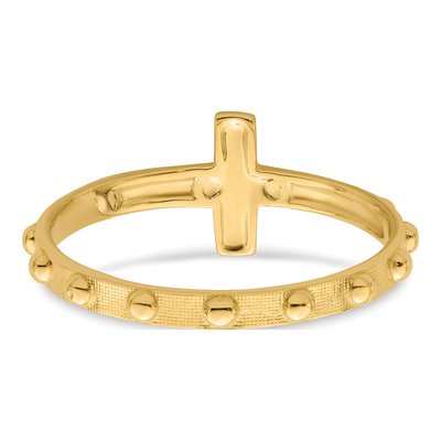 14K Two-Tone Gold Crucifix Rosary Ring – view 7