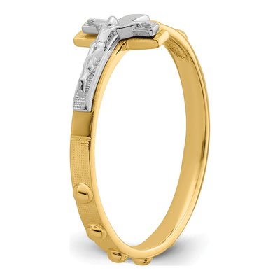 14K Two-Tone Gold Crucifix Rosary Ring – view 8