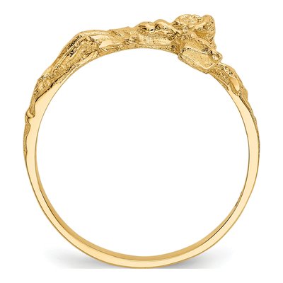 14K Yellow Gold Diamond-Cut Crucifix Ring – view 3