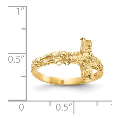 14K Yellow Gold Diamond-Cut Crucifix Ring – view 4
