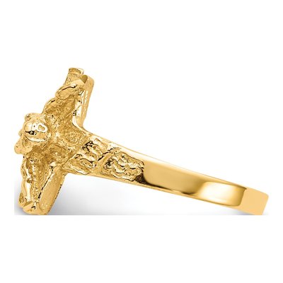 14K Yellow Gold Diamond-Cut Crucifix Ring – view 5