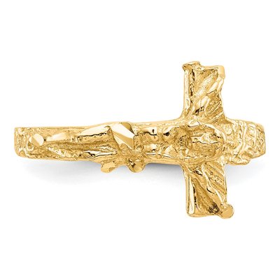 14K Yellow Gold Diamond-Cut Crucifix Ring – view 6