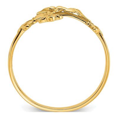14K Yellow Gold Diamond-Cut Crucifix Ring – view 3