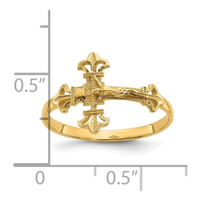 14K Yellow Gold Diamond-Cut Crucifix Ring – view 4