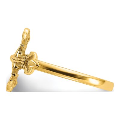 14K Yellow Gold Diamond-Cut Crucifix Ring – view 5
