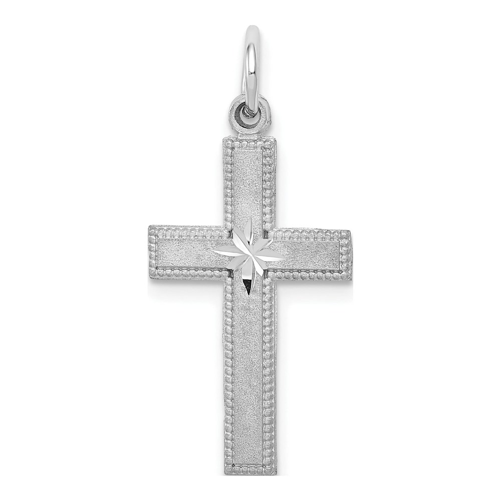 14k White Gold Diamond-Cut Cross Pendant