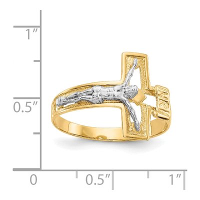 Men's 14K Two-Tone Gold Crucifix Ring – view 4
