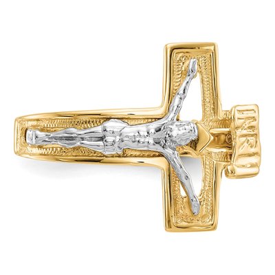 Men's 14K Two-Tone Gold Crucifix Ring – view 6