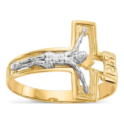 Men's 14K Two-Tone Gold Crucifix Ring