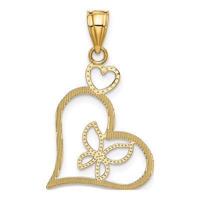 14K Yellow Gold Butterfly Heart Pendant – view 4