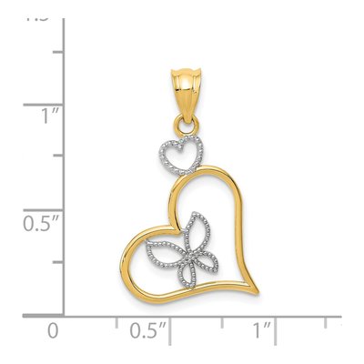 14K Yellow Gold Butterfly Heart Pendant – view 5