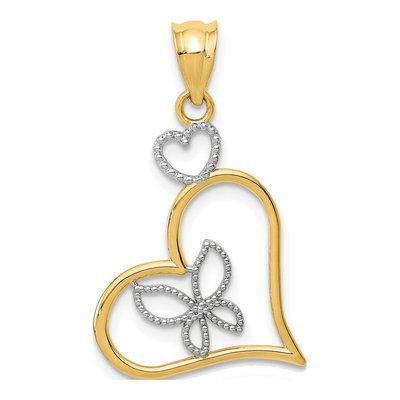 14K Yellow Gold Butterfly Heart Pendant