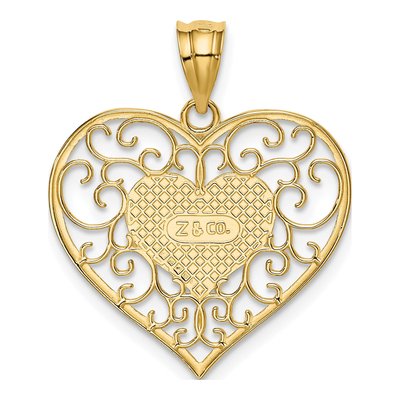 14K Yellow Gold Filigree Heart Pendant – view 4