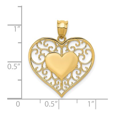 14K Yellow Gold Filigree Heart Pendant – view 5