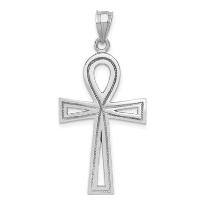 14K White Gold Ankh Cross Pendant