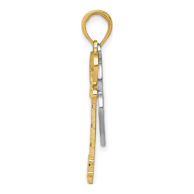 14K Yellow Gold Filigree Heart Key Lock Charm – view 3