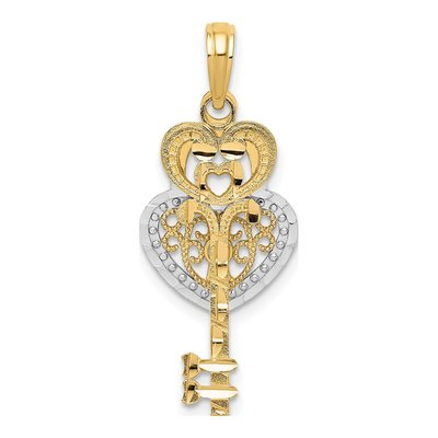 14K Yellow Gold Filigree Heart Key Lock Charm – view 5