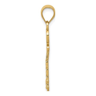 14K Yellow Gold Diamond-Cut Key Pendant – view 3