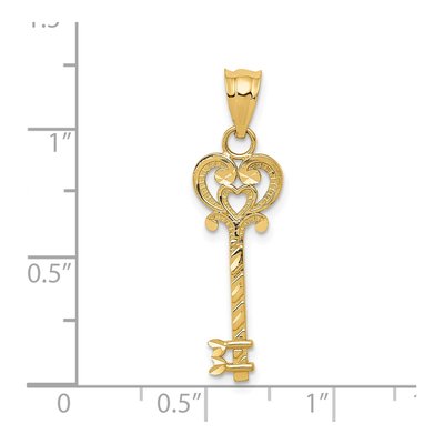 14K Yellow Gold Diamond-Cut Key Pendant – view 4