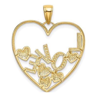14K Yellow Gold LOVE Floating Hearts Pendant – view 4