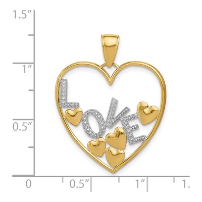 14K Yellow Gold LOVE Floating Hearts Pendant – view 5