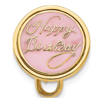 14K Yellow Gold Enameled Happy Birthday Cake Pendant – view 5