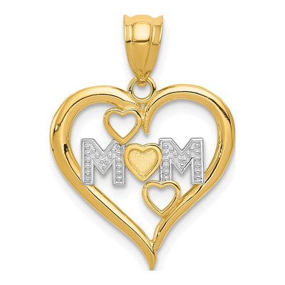 14K Yellow Gold MOM Heart Pendant