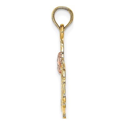 14K Two-Tone Gold MOM Flower Pendant – view 3