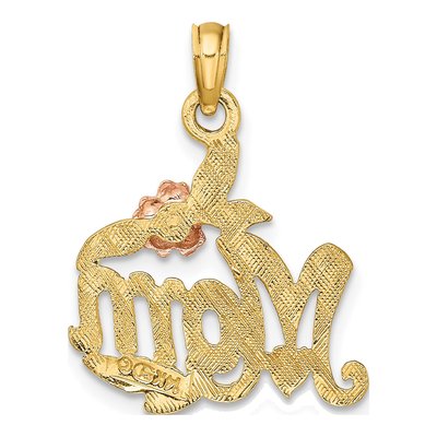 14K Two-Tone Gold MOM Flower Pendant – view 4