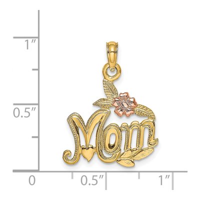 14K Two-Tone Gold MOM Flower Pendant – view 5
