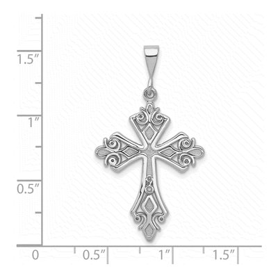 14K White Gold Fleur de Lis Cross Pendant – view 4