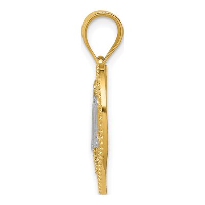 14K Yellow Gold Filigree MOM Heart Number 1 Pendant – view 3