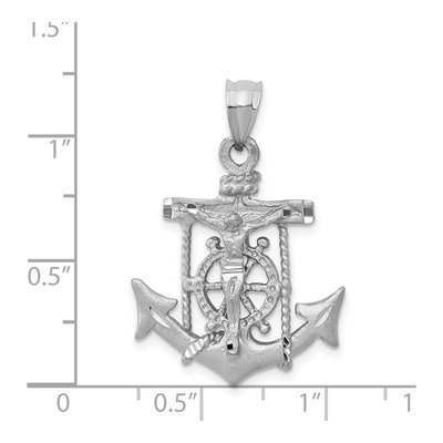 14K White Gold Mariners Crucifix Pendant – view 4