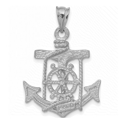 14K White Gold Mariners Crucifix Pendant – view 5