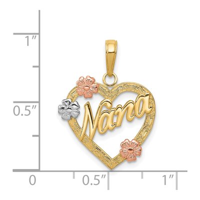 14K Tri-Color Gold NANA Heart Pendant – view 4