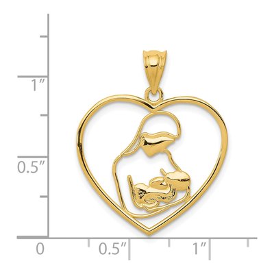 14K Yellow Gold Mother Child Heart Pendant – view 4