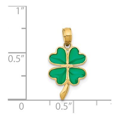 14K Yellow Gold Enameled 4-Leaf Clover Pendant – view 4