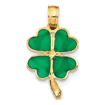 14K Yellow Gold Enameled 4-Leaf Clover Pendant – view 5