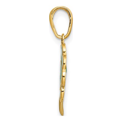 14K Yellow Gold 4-Leaf Clover Enamel Pendant – view 3