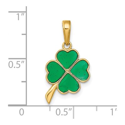 14K Yellow Gold 4-Leaf Clover Enamel Pendant – view 4