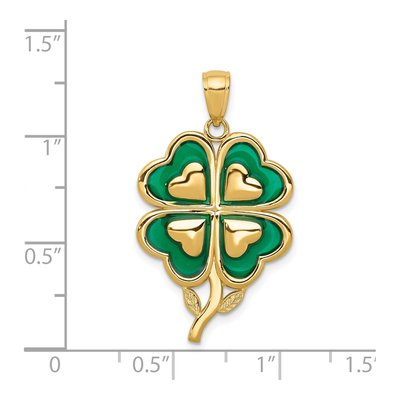 14K Yellow Gold 4-Leaf Clover Pendant – view 5