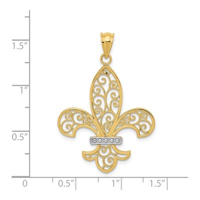 14K Yellow Gold Filigree Fleur de Lis Pendant – view 4