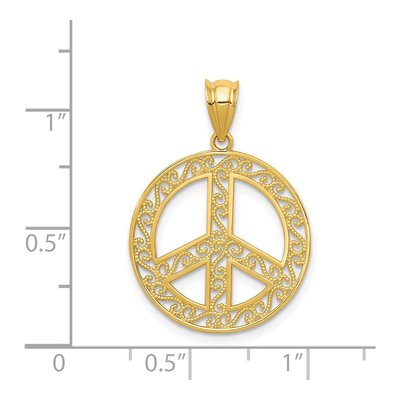 14K Yellow Gold Filigree Peace Sign Pendant – view 4