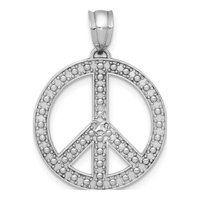 14K White Gold Peace Symbol Pendant