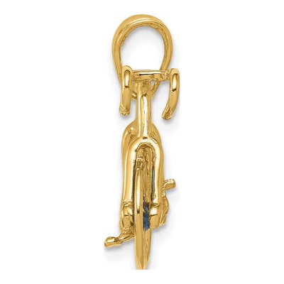 14K Yellow Gold Blue Enamel Bicycle Pendant – view 3